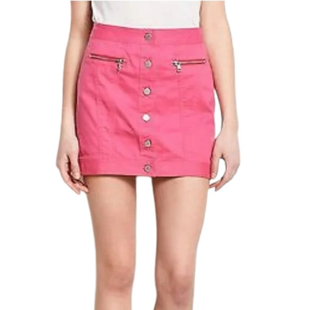 Women's Y2K Armani Exchange Preppy Barbie Pink Button Down Mini Skirt - Size 0